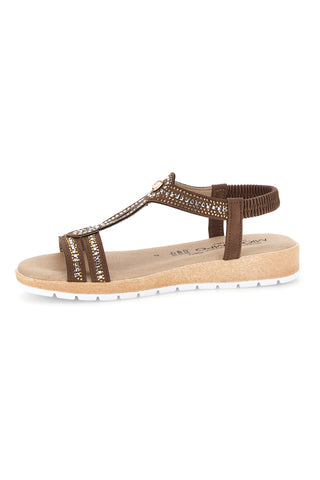 Braune Sandalen mit Strasssteinen My Time LR263702