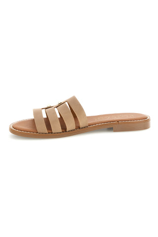 Beige Hausschuhe mit geformten Riemen Plocadi MAT0