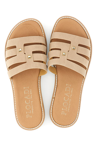 Beige Hausschuhe mit geformten Riemen Plocadi MAT0