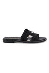 Schwarze Hausschuhe mit Metallic-Einsätzen Plocadi MAT16
