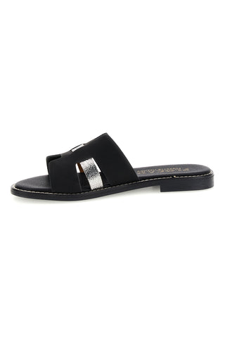 Schwarze Hausschuhe mit Metallic-Einsätzen Plocadi MAT16
