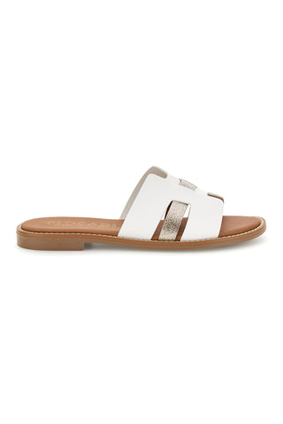 Weiße Hausschuhe mit Metallic-Einsätzen Plocadi MAT16