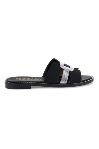 Schwarze Hausschuhe mit Metallic-Einsätzen Plocadi MAT12