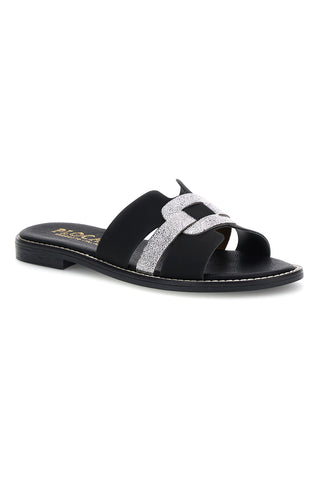 Schwarze Hausschuhe mit Metallic-Einsätzen Plocadi MAT12