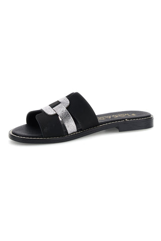 Schwarze Hausschuhe mit Metallic-Einsätzen Plocadi MAT12