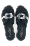 Schwarze Hausschuhe mit Metallic-Einsätzen Plocadi MAT12