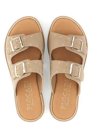 Beige Hausschuhe mit doppelter Schnalle Plocadi CHMAT