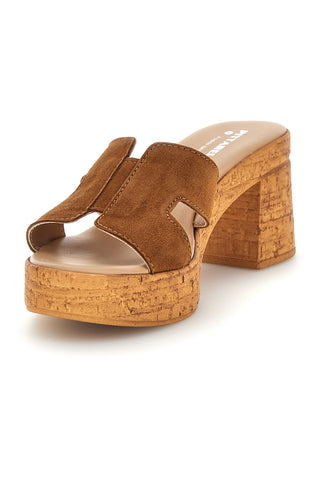 Braune Ledersandalen mit breitem Absatz und Plateau Pittarello 324518379