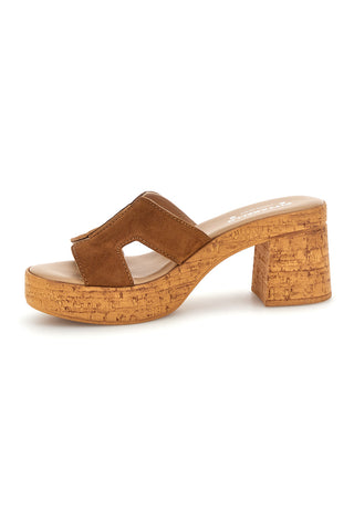 Braune Ledersandalen mit breitem Absatz und Plateau Pittarello 324518379