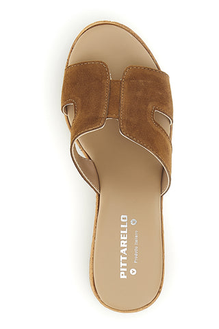 Braune Ledersandalen mit breitem Absatz und Plateau Pittarello 324518379