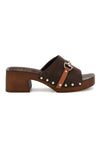 Sandalo marrone in pelle con tacco e borchie Pittarello Must Have 11938
