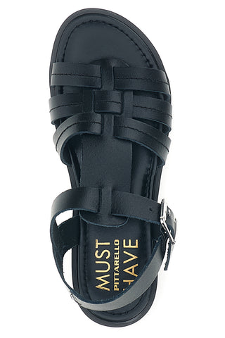 Sandalo nero in pelle con cinturino Pittarello Must Have 11936