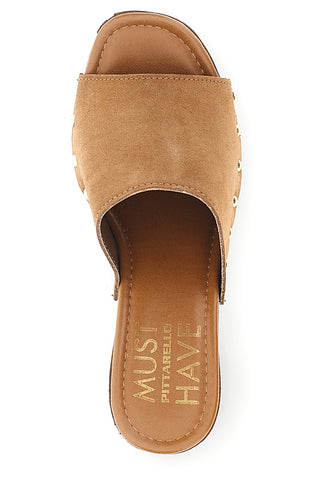 Sandalo marrone in pelle con tacco e borchie Pittarello Must Have 11933