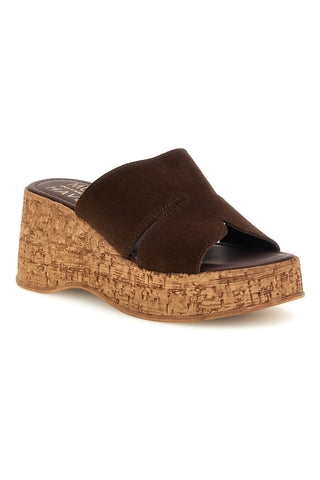 Sandalo marrone in pelle con zeppa Pittarello Must Have 11937