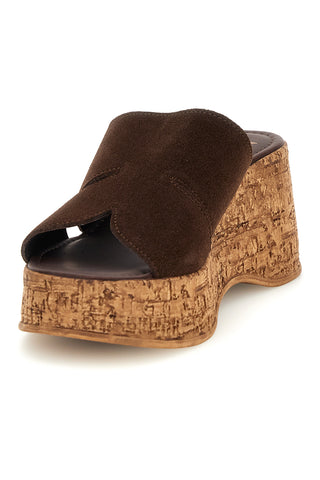 Sandalo marrone in pelle con zeppa Pittarello Must Have 11937
