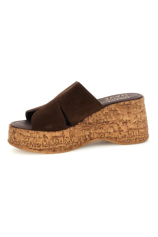 Sandalo marrone in pelle con zeppa Pittarello Must Have 11937