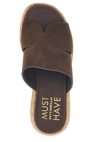 Sandalo marrone in pelle con zeppa Pittarello Must Have 11937