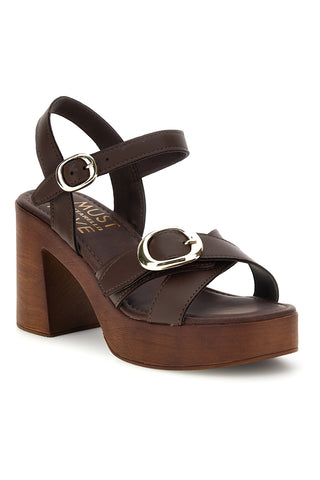 Sandalo marrone in pelle con tacco Pittarello Must Have 11927