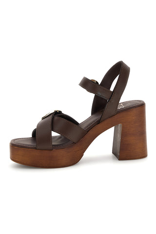 Sandalo marrone in pelle con tacco Pittarello Must Have 11927