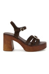 Sandalo marrone in pelle con tacco Pittarello Must Have 11886