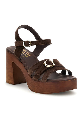 Sandalo marrone in pelle con tacco Pittarello Must Have 11886