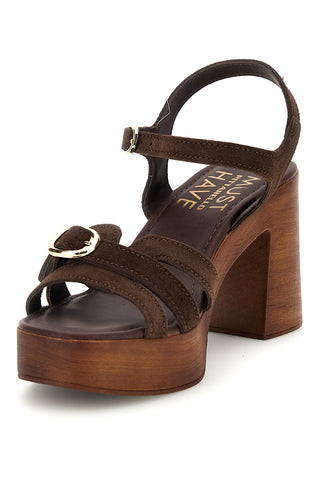 Sandalo marrone in pelle con tacco Pittarello Must Have 11886