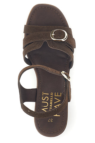 Sandalo marrone in pelle con tacco Pittarello Must Have 11886