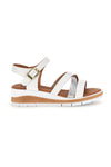 Weiße Sandalen mit gekreuzten Riemen und Bio up 401 Keil