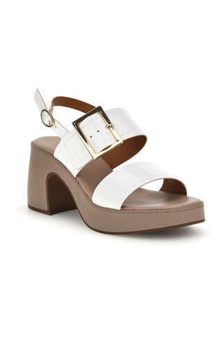 Sandali Bianchi con tacco e fibbia Pittarello look MK3935435
