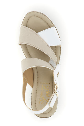 Weiße Sandalen mit Plateau-Keil und Riemen im Pittarello-Look MK3313109