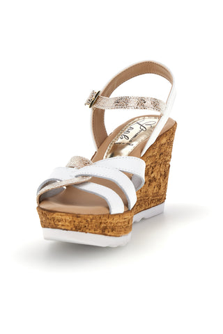 Weiße Made in Italy Sandalen mit Obermaterial aus Leder im Pittarello-Look MK24731