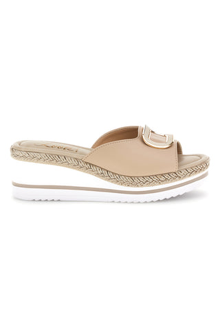 Weiße Sandalen mit Plateau-Keil und Riemen im Pittarello-Look MK3313109