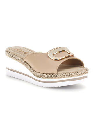 Weiße Sandalen mit Plateau-Keil und Riemen im Pittarello-Look MK3313109
