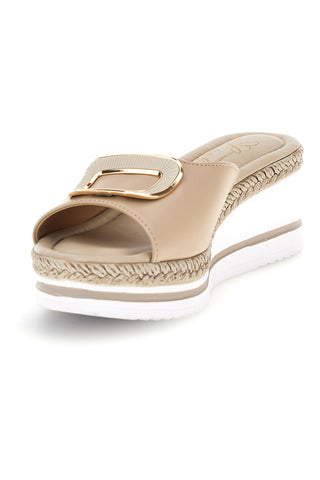 Weiße Sandalen mit Plateau-Keil und Riemen im Pittarello-Look MK3313109