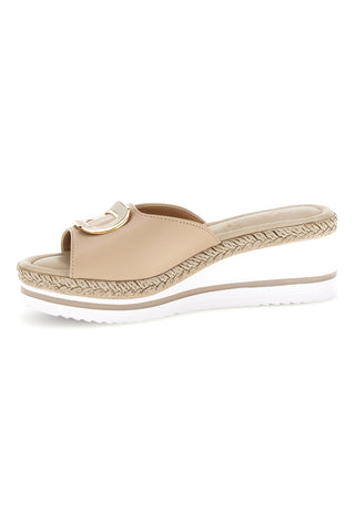 Weiße Sandalen mit Plateau-Keil und Riemen im Pittarello-Look MK3313109