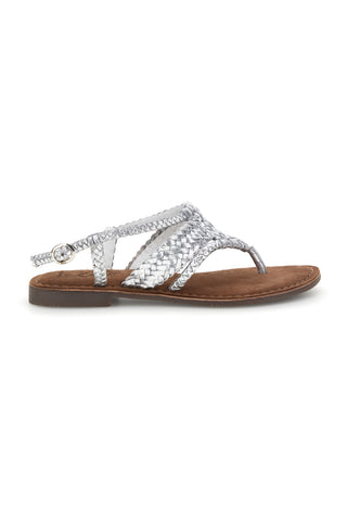 Silberne Zehenstegsandalen aus echtem Leder im Pittarello-Look IF6300