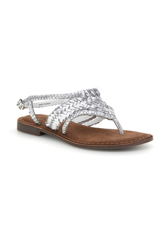 Silberne Zehenstegsandalen aus echtem Leder im Pittarello-Look IF6300