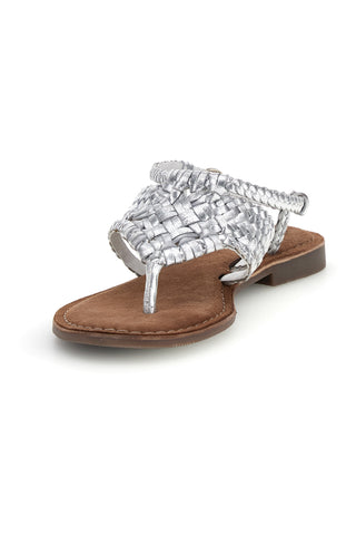 Silberne Zehenstegsandalen aus echtem Leder im Pittarello-Look IF6300