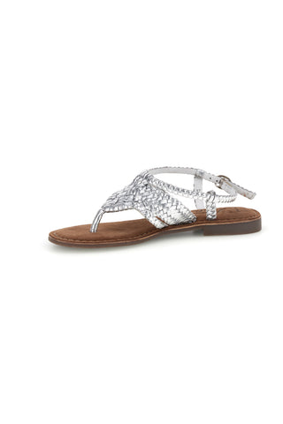 Silberne Zehenstegsandalen aus echtem Leder im Pittarello-Look IF6300