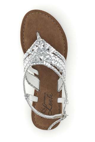 Silberne Zehenstegsandalen aus echtem Leder im Pittarello-Look IF6300