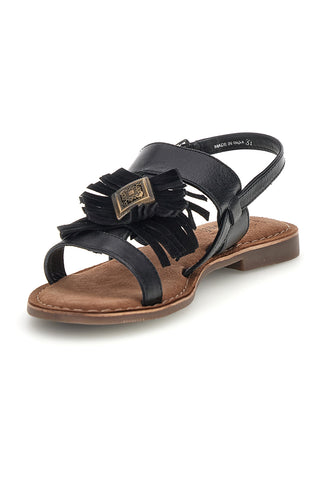 Schwarze Sandalen aus echtem Leder mit Fransen im Pittarello-Look IF10277