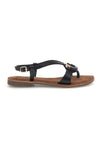Sandali neri in vera pelle con decoro circolare frontale Pittarello look IF6532