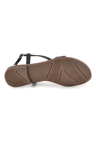 Sandali neri in vera pelle con decoro circolare frontale Pittarello look IF6532