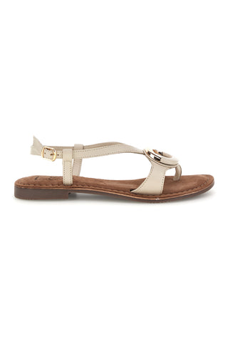 Sandali bianchi in vera pelle con decoro circolare frontale Pittarello look IF6532