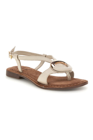 Sandali bianchi in vera pelle con decoro circolare frontale Pittarello look IF6532