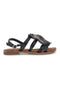 Sandali neri in vera pelle con frange e decoro frontale Pittarello look IF8162