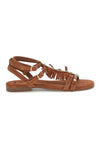 Braune Echtleder-Sandalen mit Nieten und Fransen im Pittarello-Look IF6927
