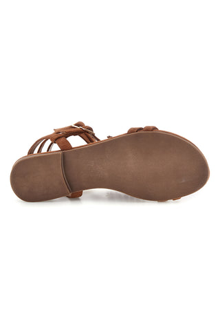 Braune Echtleder-Sandalen mit Nieten und Fransen im Pittarello-Look IF6927