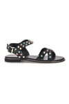 Sandali neri in vera pelle con borchie multicolor Pittarello look IF6980