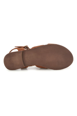 Braune Echtleder-Sandalen mit ovalen Metall-Accessoires im Pittarello-Look IF10328